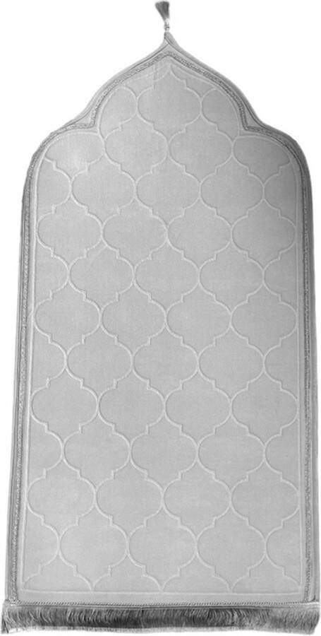 MONOO Fluweel Zachte Islamitische Gebedskleed Grijs Koepel Gebed Kleed Islam Seccade Namaz - Foto 2