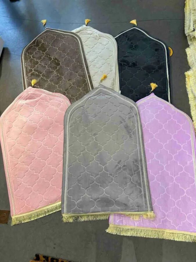 MONOO Fluweel Zachte Islamitische Gebedskleed Lila Koepel Gebed Kleed Islam Seccade Namaz - Foto 2