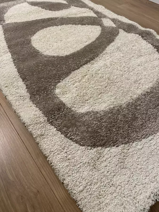 MONOO Super Zacht Hoogpolig Loper Wit Grijs 80x300 cm Keukenloper Karpet Vloerkleed Vloerkleden Loper Tapijt