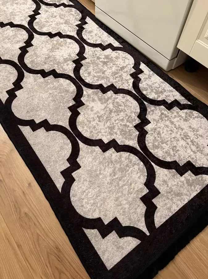 MONOO Keukenloper Grijs Zwart 80x300 cm Vloerkleden Keuken Tapijt Keukenmat Loper Tapijt Loper Vloerkleed