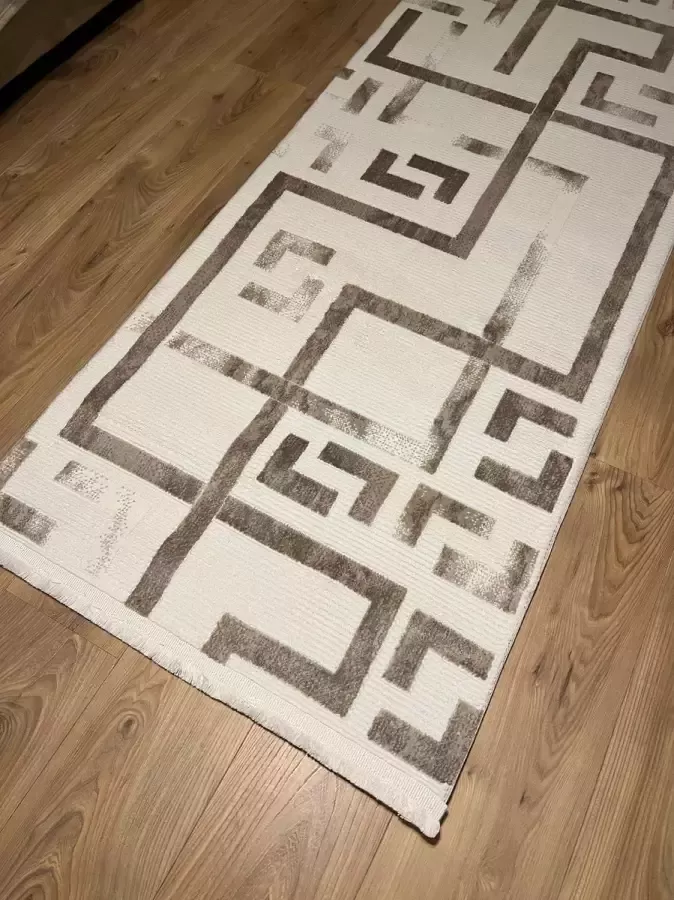 MONOO Rabbit Super Zacht Hoogpolig Loper Taupe 80x150 cm Keukenloper Karpet Vloerkleed Vloerkleden Loper Tapijt - Foto 2