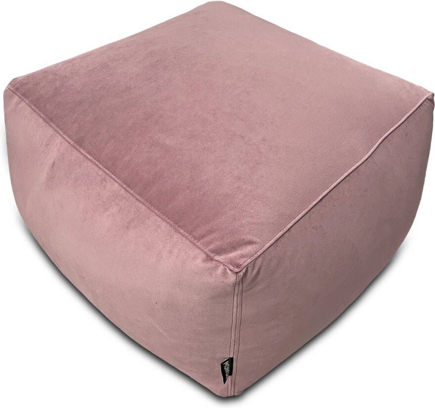 MONOW Poef 75 x 75 x 40 cm Pouf Blossom Velvet Roze Recycled Textiel