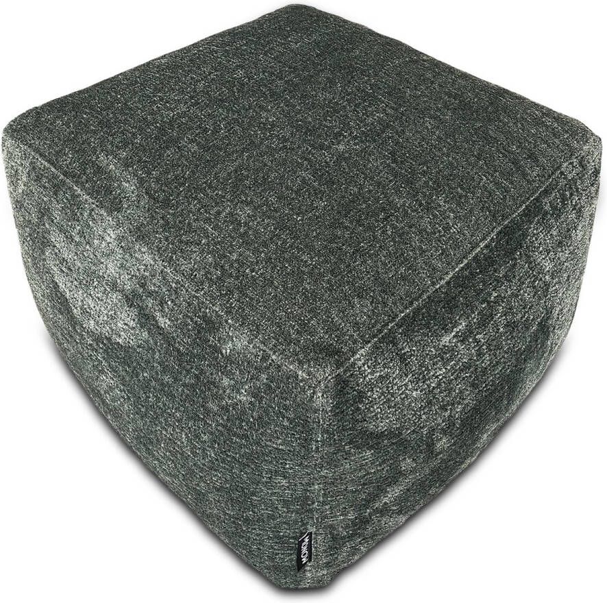 MONOW Poef 60 x 60 x 40 cm Pouf Forest Bouclé Donkergroen Recycled Textiel