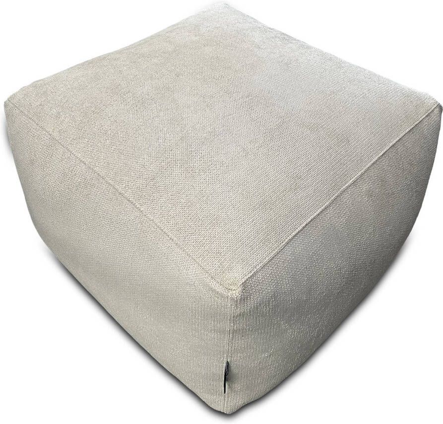 MONOW Poef 75 x 75 x 40 cm Pouf Sand Beige Recycled Textiel