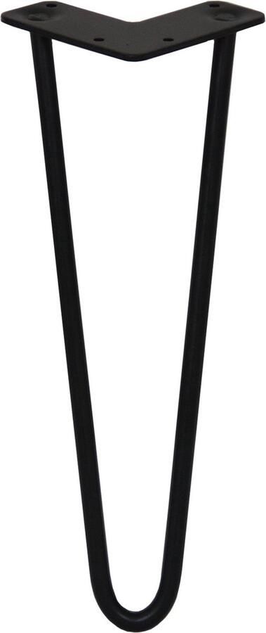 MonsterShop 4 x Tafelpoten staal Lengte: 35.5cm 2 pin 12mm Zwart SkiSki Legs ™ Retro hairpin pinpoten