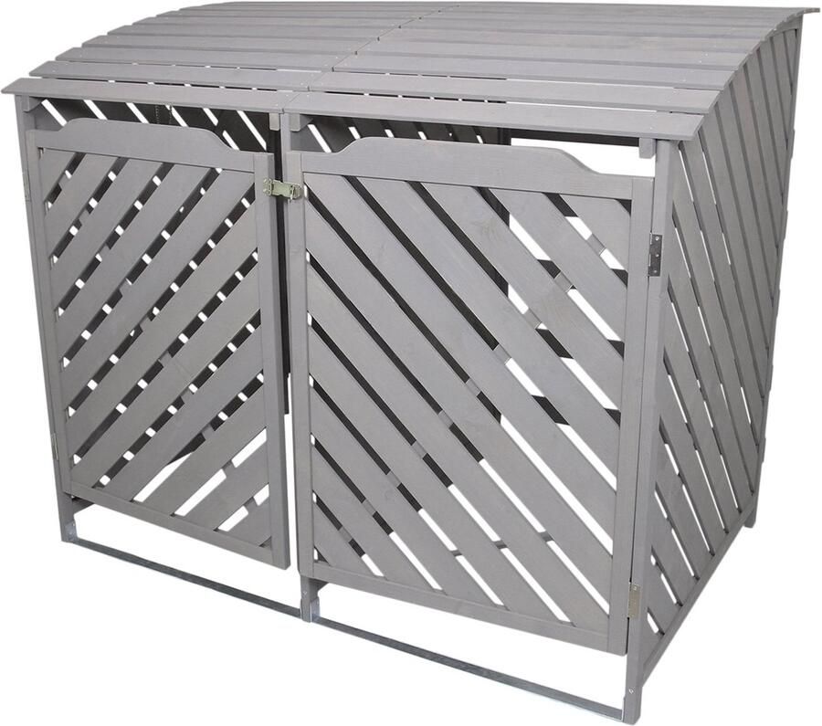 Monster Shop NL Containerberging Dubbel Grijs Hout 2 x 240L containers 198x81x120 cm vergrendelbaar kliko ombouw