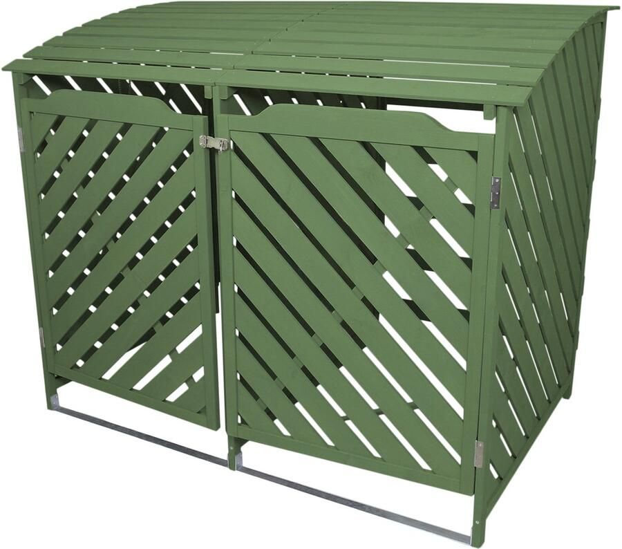 Monster Shop NL Containerberging Dubbel Groen Hout 2 x 240L containers 198x81x120 cm vergrendelbaar kliko ombouw