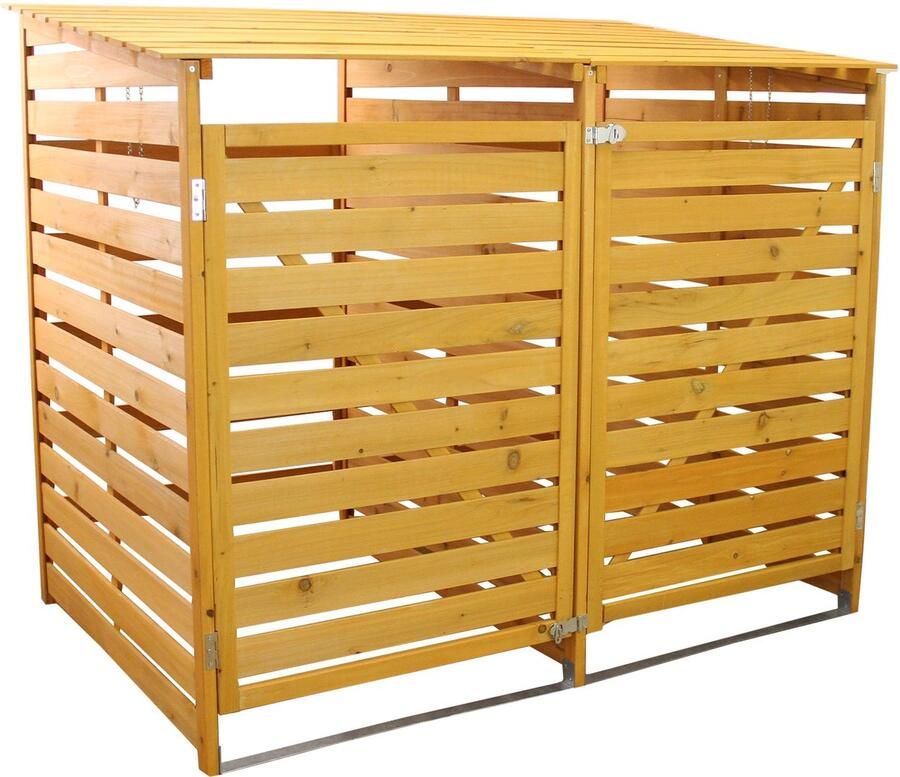Monster Shop NL Containerberging Dubbel Hout 2 x 240L containers 149x92x122 cm vergrendelbaar kliko ombouw