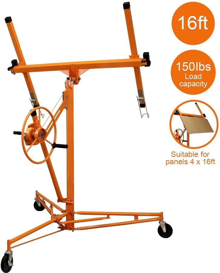 Monster Shop NL Platenlift voor gipsplaten 5 m Panelen Indrukwekkend draagvermogen van 68 kg 10 cm zwenkwielen geschikt voor panelen tussen 1.2 m en 4.9 meter