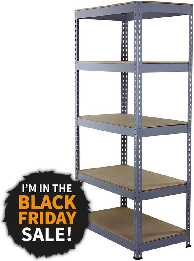 Monster Shop NL Q-Rax Stellingkast 90cmx50cmx182cm 100% boutloos Draagkracht: 200 kg per plank opbergrek metaal