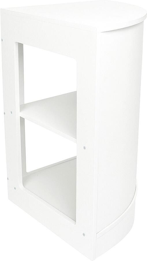 Monster Shop NL Winkel Hoek Toonbank Wit CM60 Detailhandel Opbergkast Modulair Gebogen Vitrinekast Receptie Kassabalie 2 Binnen Planken Open Achterkant 60cm x 90cm x 60cm MDF Melamine