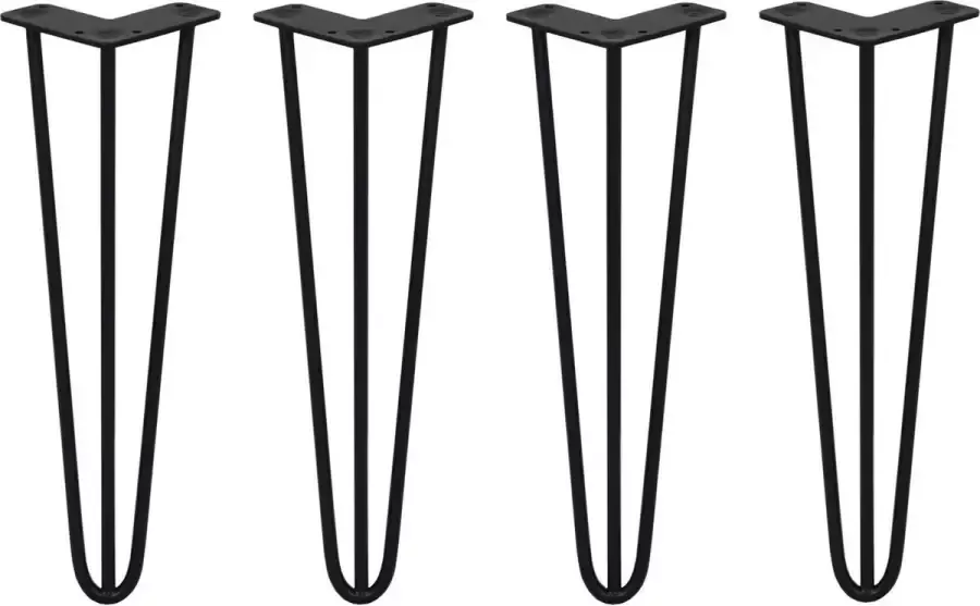 MonsterShop 4 x 40 6cm Hairpin retro pootjes tafelpoten pinpoten 3 Ledig 10mm Zwart inclusief schroevenpakket max. belasting: 250 kg