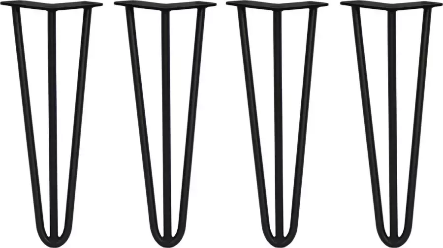 MonsterShop 4 x Tafelpoten staal Lengte: 35.5cm 3 pin 12mm – Zwart SkiSki Legs ™ Retro hairpin pinpoten
