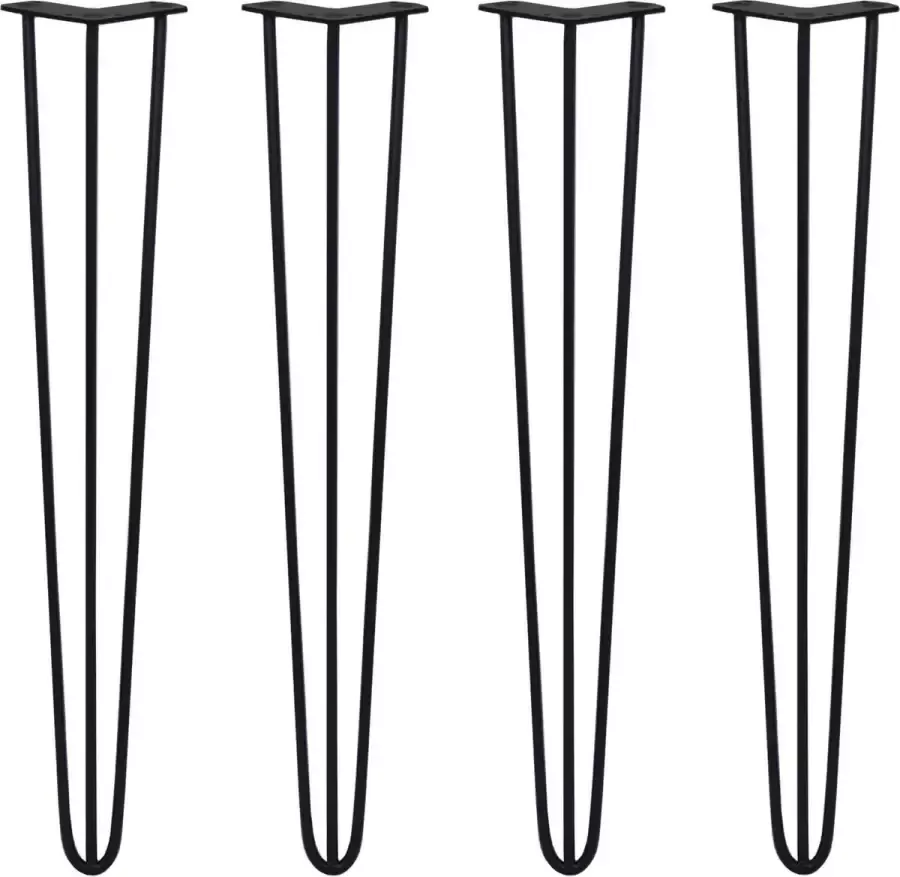 MonsterShop 4 x 71cm Hairpin retro pootjes tafelpoten pinpoten 3 Ledig 10mm Zwart Max. belasting: 125 kg
