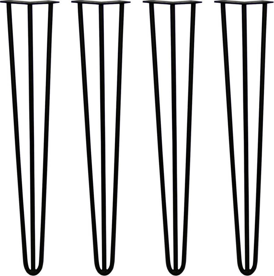 MonsterShop 4 x Tafelpoten staal Lengte: 71cm 3 pin 12m Zwart SkiSki Legs ™ pinpoten Retro hairpin