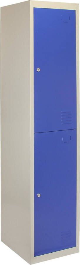 MonsterShop Lockerkast Metaal Blauw Tweedeurs Flatpack 38cm(B)x45cm(D)x180cm(H) Ventilatie 2 GRATIS magneten lockers kluisjes
