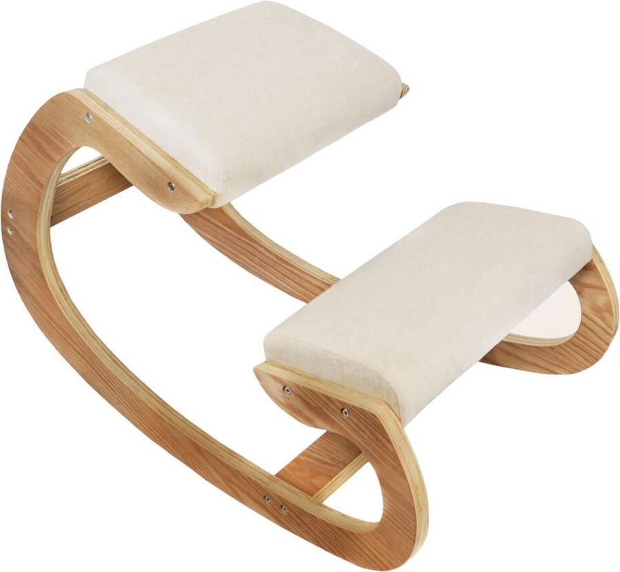 MonsterShop Monster Shop Ergonomische Kniestoel Premium Houten Frame Comfortabele 8 cm Dikke Kussens Schommelende Onderstel 120 kg Draagvermogen Inclusief 2 Polssteunen