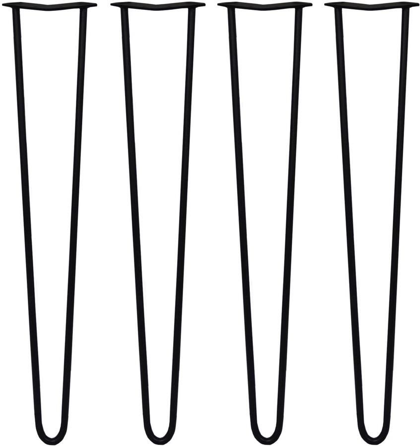 MonsterShop 4 x 71cm Hairpin retro pootjes tafelpoten pinpoten 2 Ledig 12mm Zwart