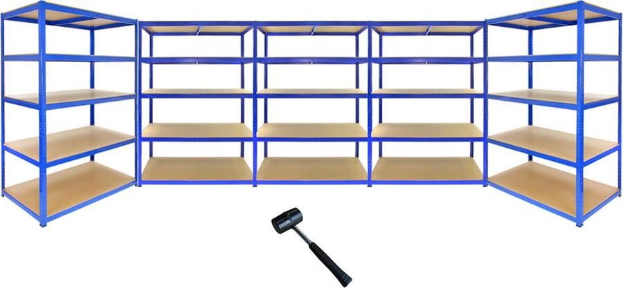 MonsterShop Monster Racking T-Rax Sterke Opslagrekken Blauw 120cm B 60cm D Set van 9
