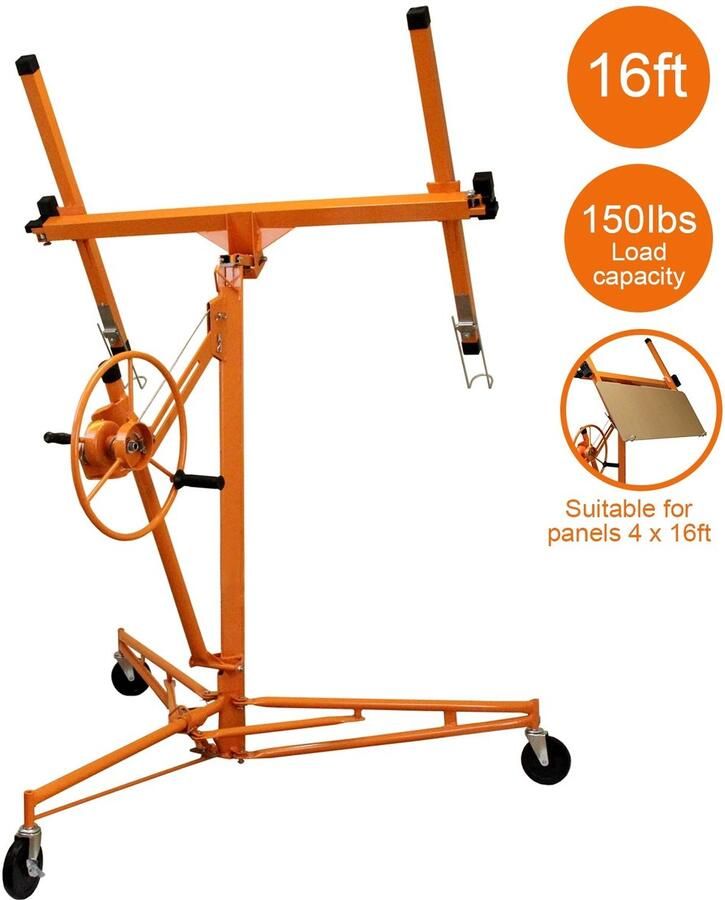 MonsterShop Platenlift voor gipsplaten 5 m Panelen Indrukwekkend draagvermogen van 68 kg 10 cm zwenkwielen geschikt voor panelen tussen 1.2 m en 4.9 meter