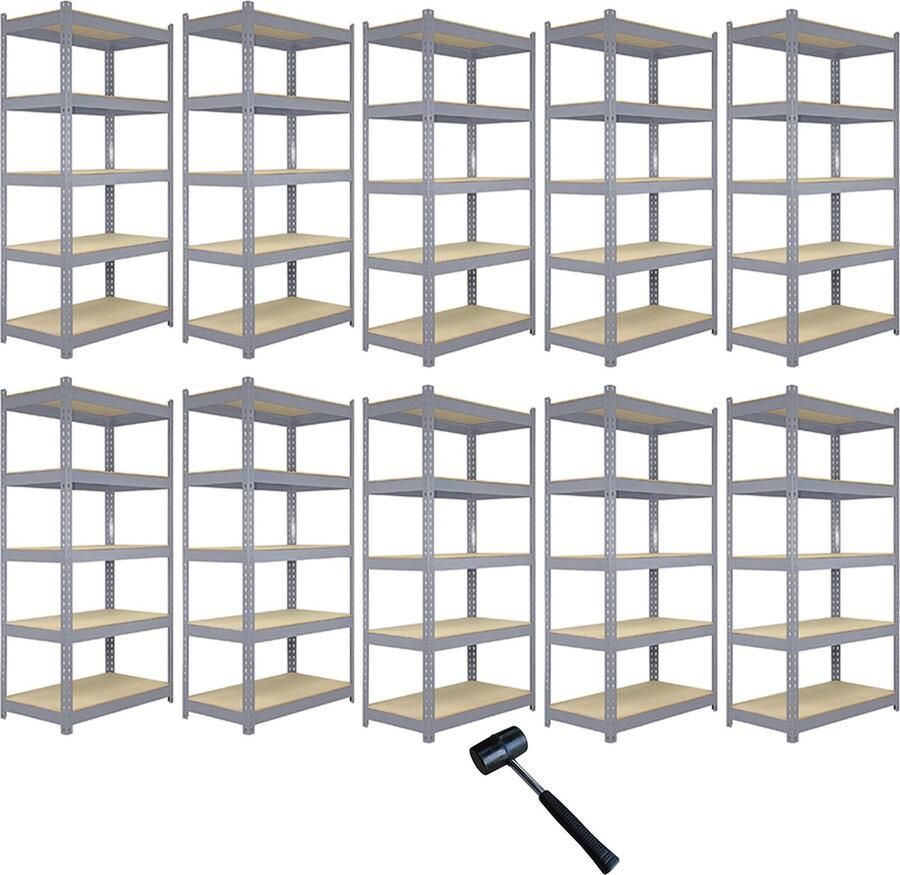 MonsterShop Q-Rax Stellingkast 120cm x 50cm x 180 cm 100% boutloos Draagkracht: 200 kg per plank opbergrek metaal