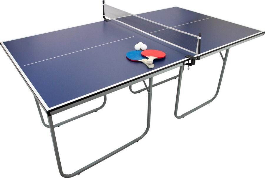 MonsterShop Tafeltennistafel inklapbaar Inclusief net batjes en balletjes 102.5 x 76.5 x 181 cm Blauw pingpong