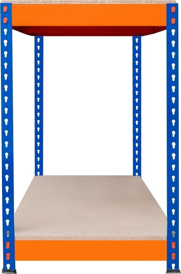 MonsterShop Garage werkbank 90x60x90cm 2 Planken Versterkt Staal 300kg Plank Schroefloze Montage Verstelbare Indeling Rubbervoeten Ondersteuningsbalk