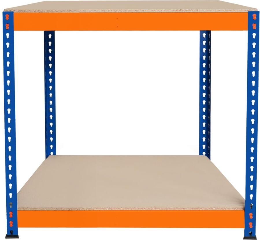 MonsterShop Garage werkbank 90x60x90cm 2 Planken Versterkt Staal 300kg Plank Schroefloze Montage Verstelbare Indeling Rubbervoeten Ondersteuningsbalk - Foto 2