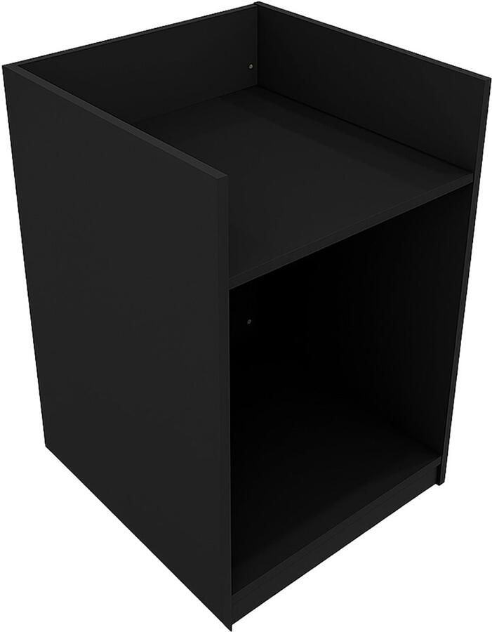 MonsterShop Winkel Toonbank Kassabalie Bureau Zwart TB60 Detailhandel Opbergkast Modulair Kast Receptie 2 binnenplanken Open Achterkant 60cm x 90cm x 60cm MDF Melamine