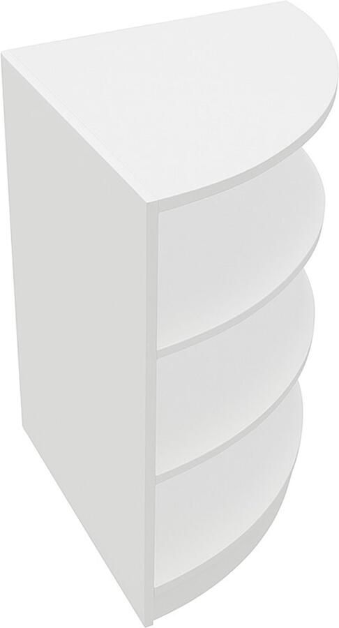 MonsterShop Winkel Hoek Toonbank Wit LM60 Detailhandel Opbergkast Modulair Curved Vitrine Display Kast Balie Receptie Kleding Sieraden 3 Binnenplanken Open Voorkant 60cm x 90cm x 60cm MDF Melamine