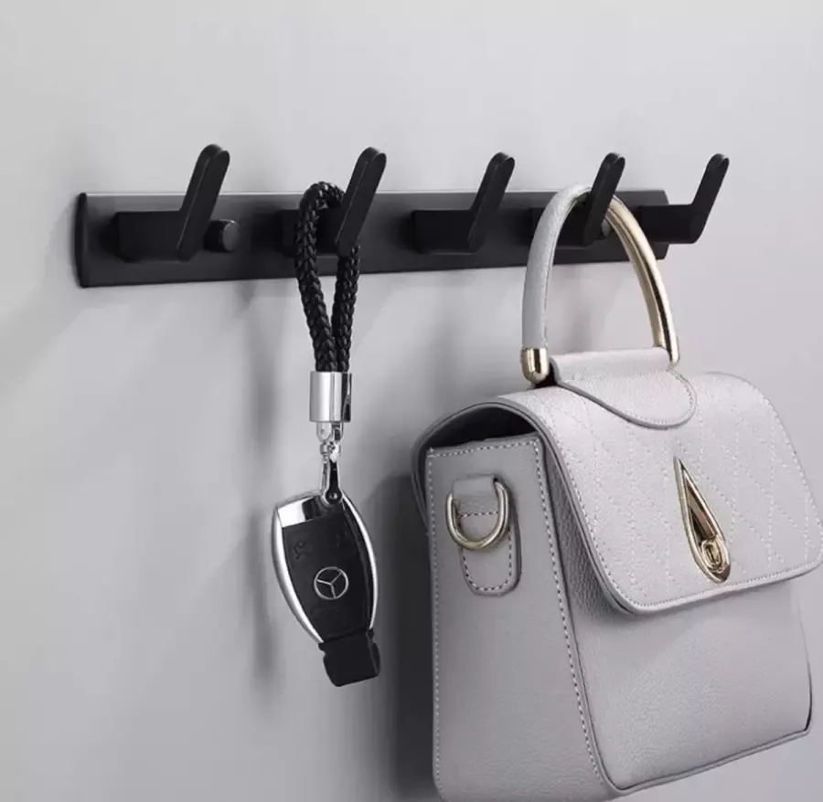 Luxe- Kapstok- 5-haaks- Mat Zwart- Handdoek rek- Jas rek inclusief bevestigingsmateriaal- 45 cm- inclusief kleerhangerhaak - Foto 4