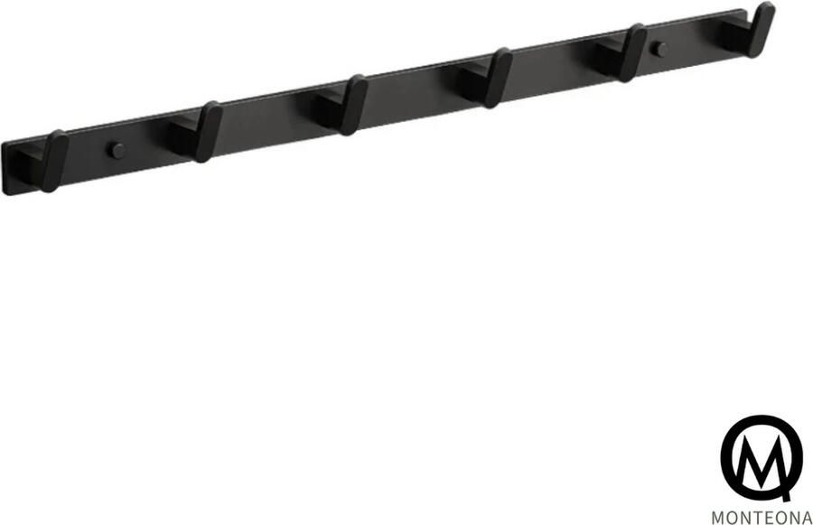 Monteona Luxe Kapstok 6-haaks- 47 cm- Mat Zwart- Handdoek rek- Jas rek inclusief bevestigingsmateriaal