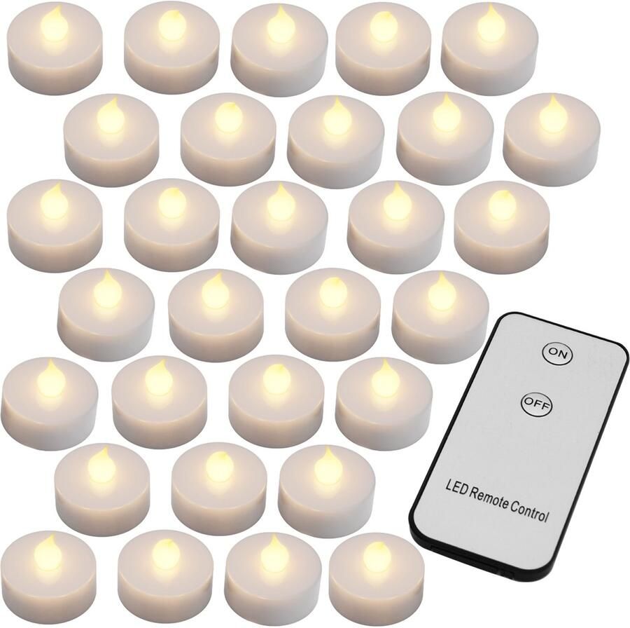 Monzana 30 Led-theelichtjes Elektrische Kaarsen 3 8x3 7cm Warm Wit