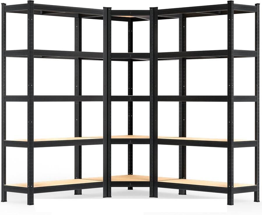 Monzana Stellingkast – Set van 3 Hoek 190x90x40cm Zwart