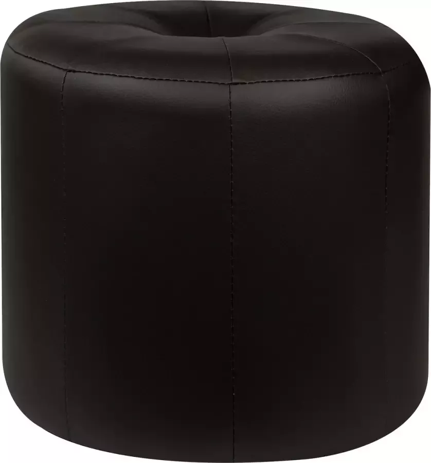 Mood poef hoog-lederlook-bruin chocolat-40x34x40 cm
