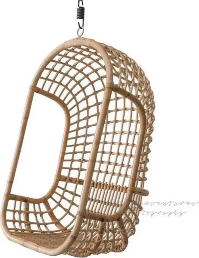 Moodadventures hangstoel The Classic licht rotan draagkracht 200 kilo ergonomisch met armsteun natuurlijk rotan gebruik binnenshuis