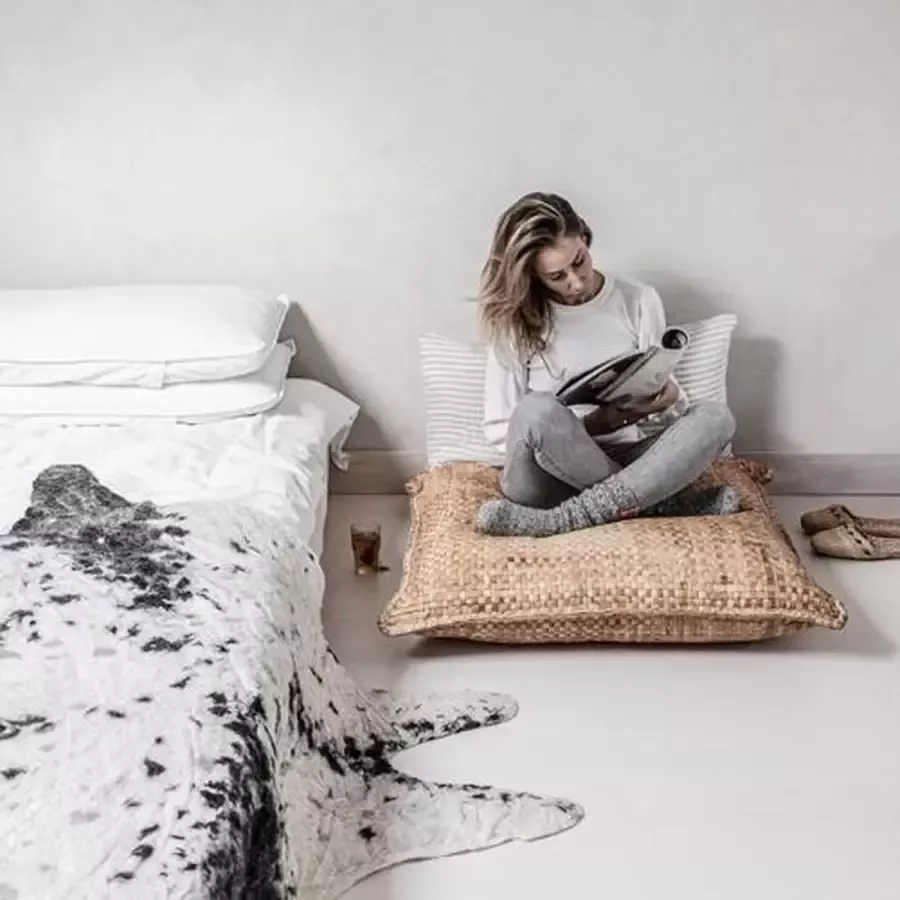 Moodadventures Vloerkussen Nusa XL Gevlochten Waterhyacinth Poef