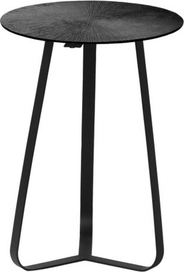 Moods Collection Bijzettafel Ribbel Zwart 40 40 50