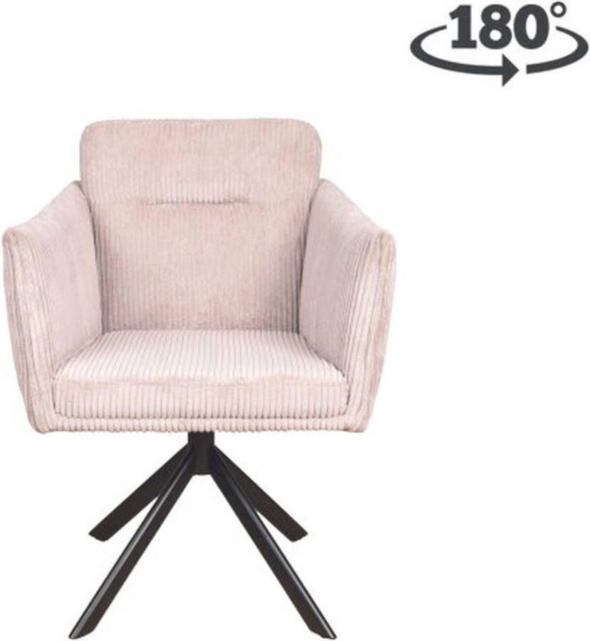 Moods Collection Eetkamerstoel Amsterdam Draaibaar metalen onderstel Taupe ribcord Moods