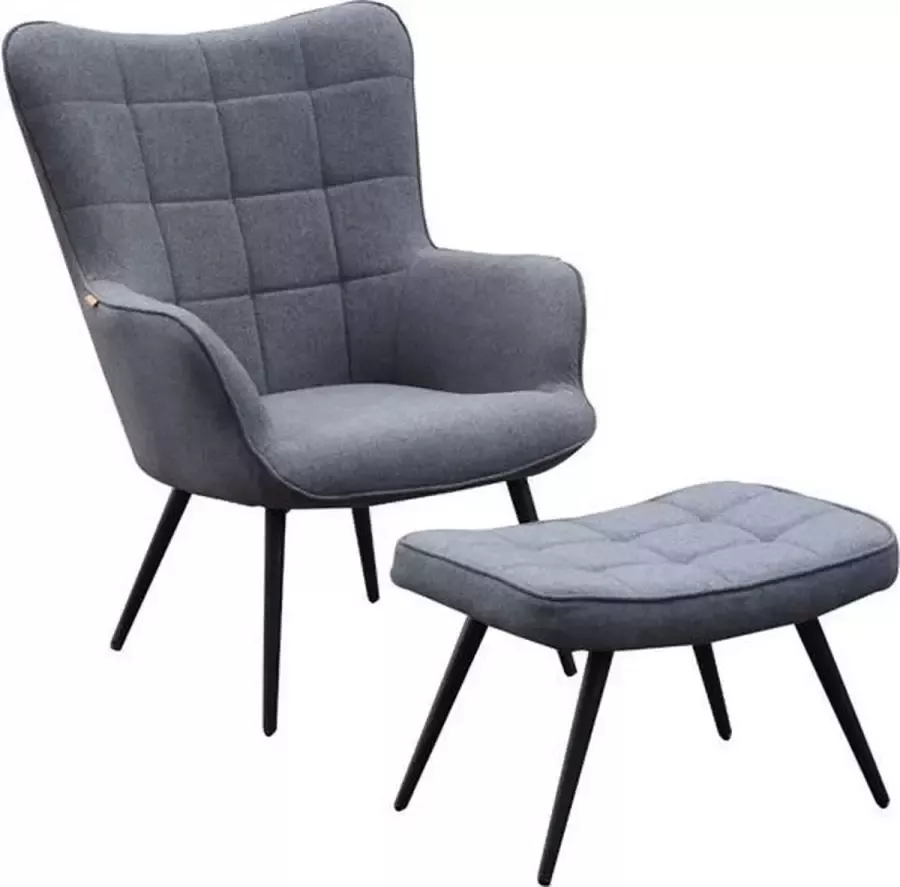 Mister Habitat Fauteuil olle grijs met hocker 2931&2932