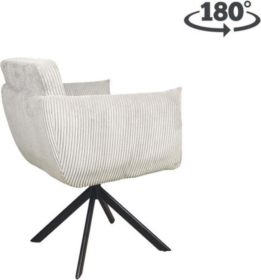 Moods Collection Eetkamerstoel Amsterdam Draaibaar metalen onderstel Mocca ribcord Moods