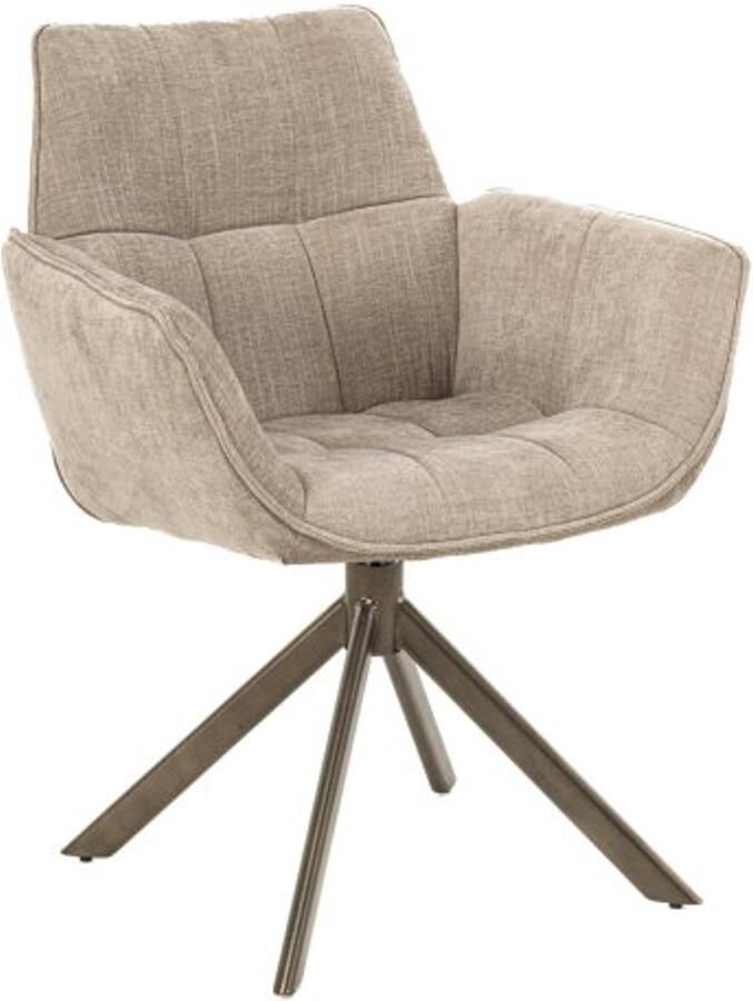 Moods Collection Eetkamerstoel Monaco poot Venus draaibaar Anodic brown Milan beige 170