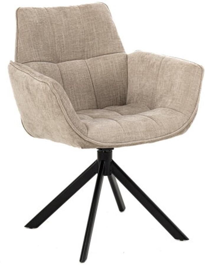 Moods Collection Eetkamerstoel Monaco poot Venus draaibaar zwart Milan beige 170