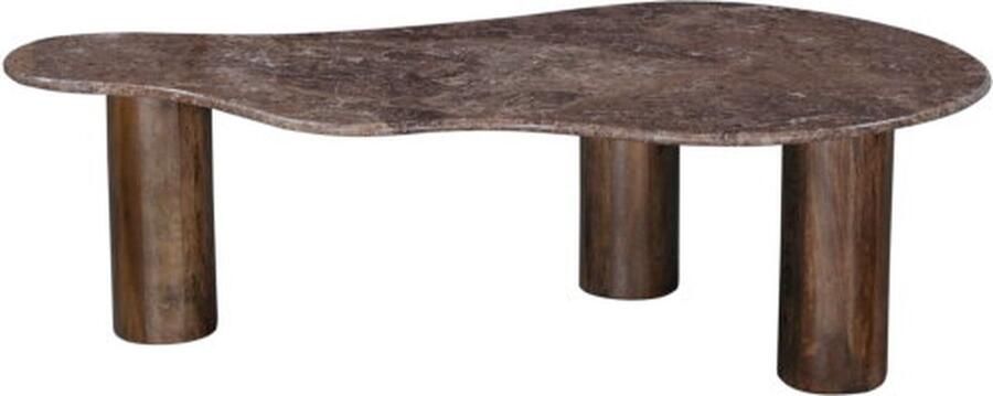 Moods Collection Salontafel Bruin Marmer Houten Poten 129x70x39 cm