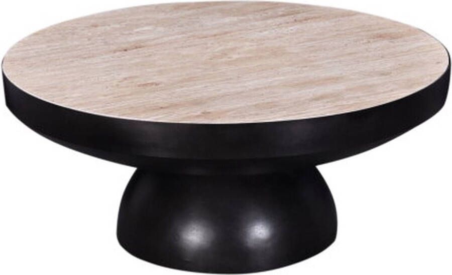Moods Collection Salontafel Bruin Travertine Metaal Onderstel 89x38 cm