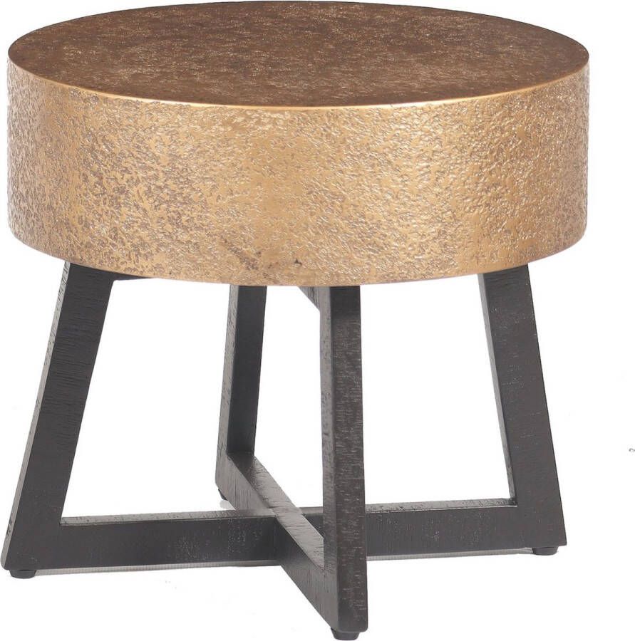 Moods Collection Salontafel medium liquid metal en houten poten goud zwart