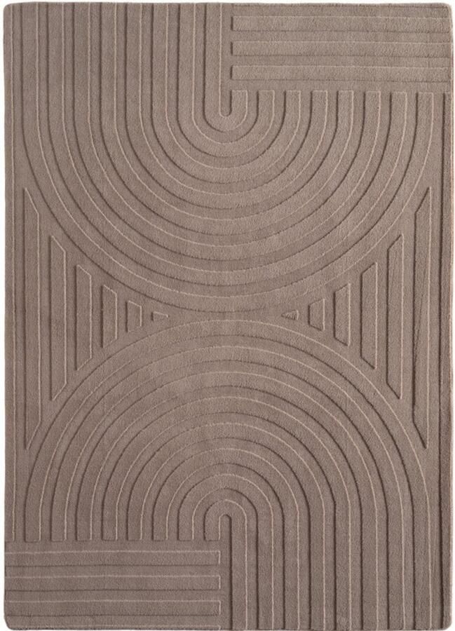 Ayyildiz Pompei Doppio Bruin – Dubbel Cirkelmotief – Laagpolig – Trending Vloerkleed – 120x170 cm - Foto 2