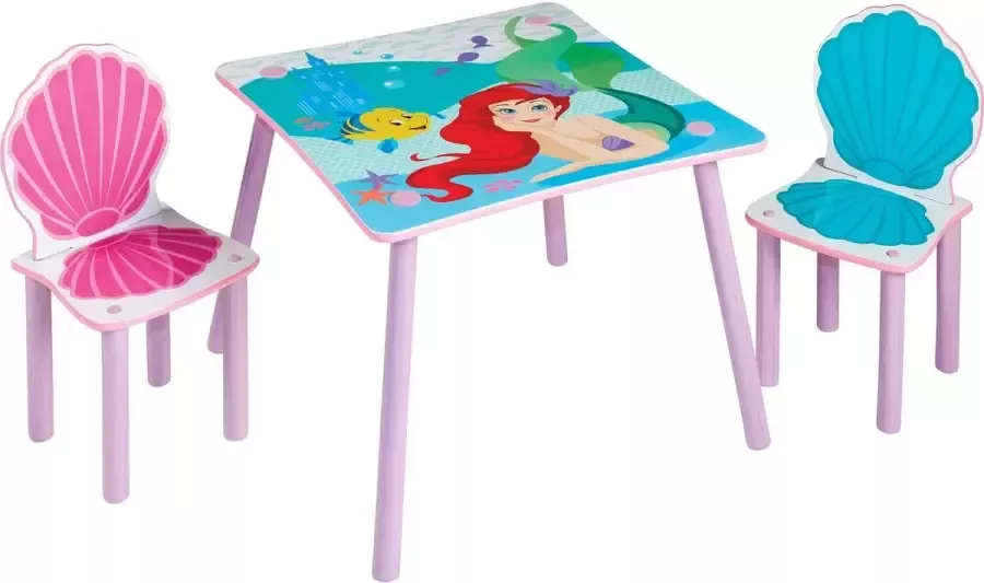 Moose Toys Disney Princess Ariel Kids 2 Set by HelloHome Table 45cm 63cm (D) Chairs 52.5cm (H) x 29.5cm (W) x 29cm (D)