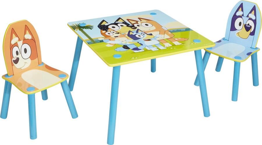 Emob Kindertafel met 2 stoeltjes Bluey 63x63x45 cm Blauw spaanplaat Tafels outlet Blauw Spaanplaat Tafels outlet Op voorraad