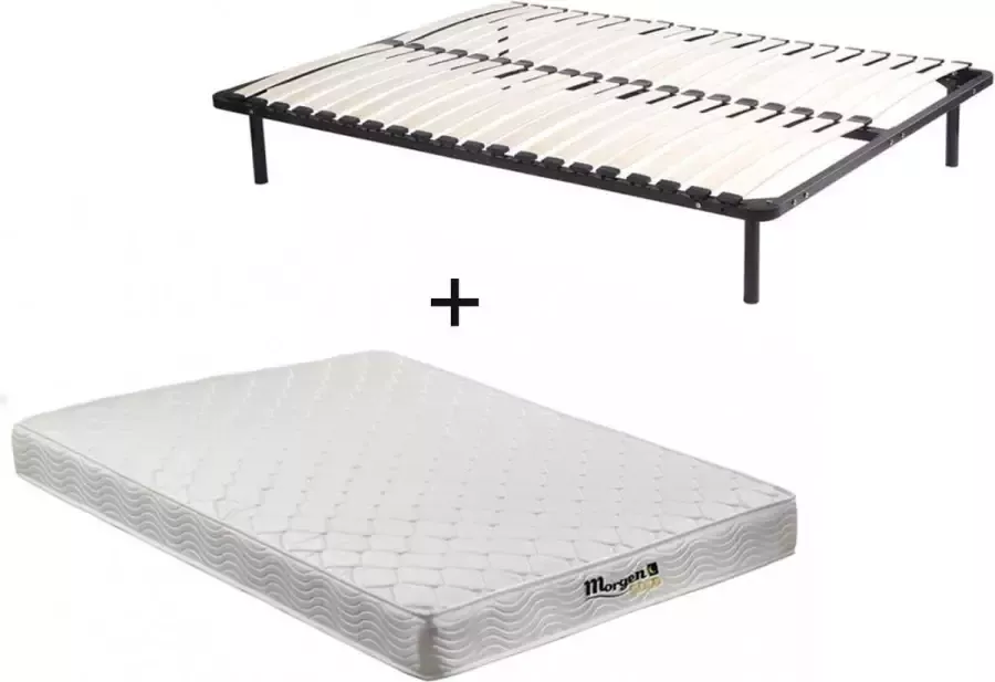 Vente-unique Set lattenbodem en matras met veren WOLKENLOS van MORGENGOLD 140 x 200 cm L 200 cm x H 25 cm x D 140 cm - Foto 2